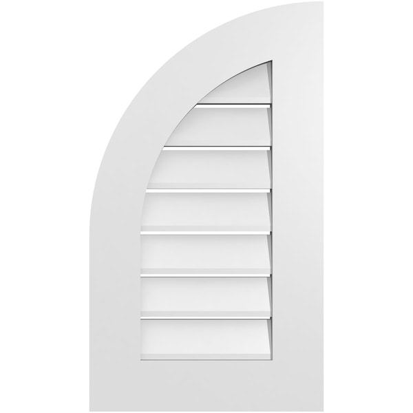 Ekena Millwork Quarter Round Top Left Surface Mount PVC Gable Vent w/ 3-1/2"W x 1"P Standard Frame, 16"W x 28"H GVPQL16X2801SF - main